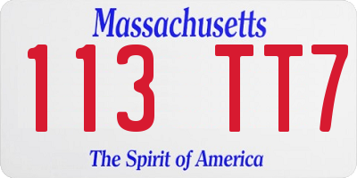 MA license plate 113TT7