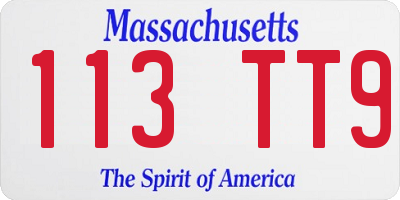 MA license plate 113TT9
