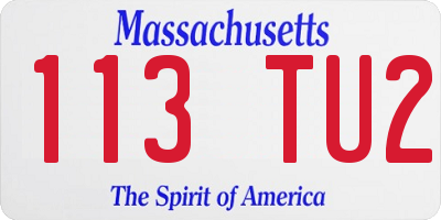 MA license plate 113TU2