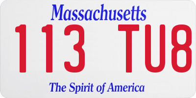 MA license plate 113TU8