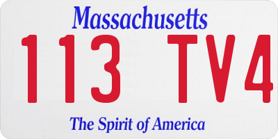 MA license plate 113TV4