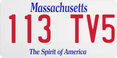MA license plate 113TV5