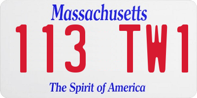 MA license plate 113TW1