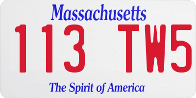 MA license plate 113TW5