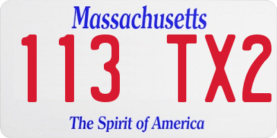MA license plate 113TX2