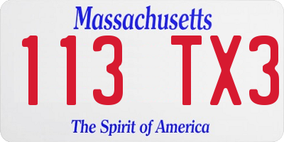 MA license plate 113TX3