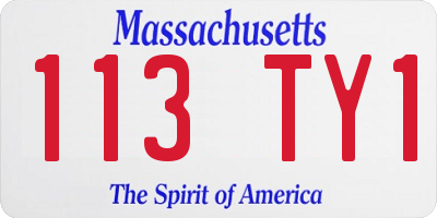 MA license plate 113TY1