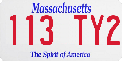 MA license plate 113TY2