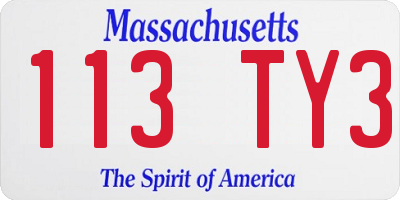 MA license plate 113TY3
