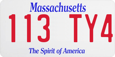MA license plate 113TY4