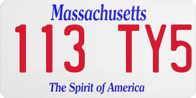 MA license plate 113TY5
