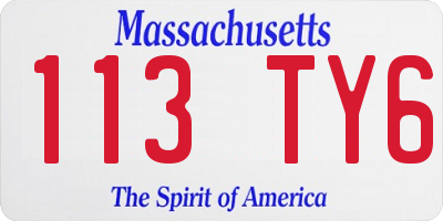 MA license plate 113TY6