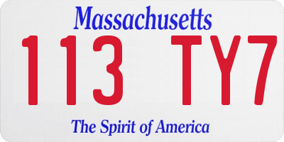 MA license plate 113TY7