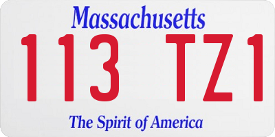 MA license plate 113TZ1