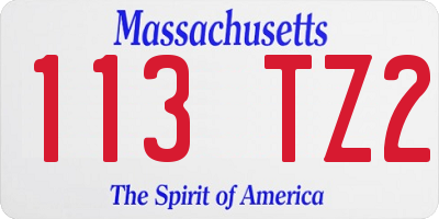 MA license plate 113TZ2