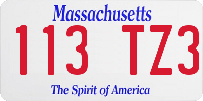MA license plate 113TZ3