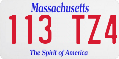 MA license plate 113TZ4