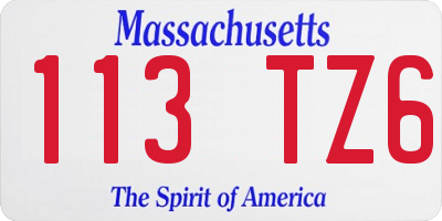 MA license plate 113TZ6