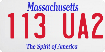 MA license plate 113UA2