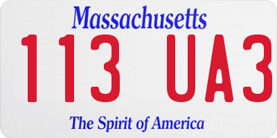 MA license plate 113UA3