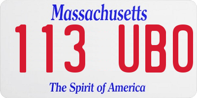 MA license plate 113UB0