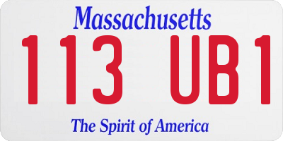 MA license plate 113UB1