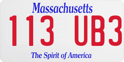 MA license plate 113UB3
