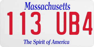 MA license plate 113UB4