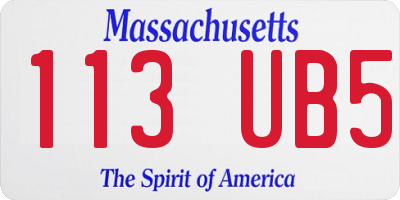 MA license plate 113UB5