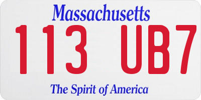 MA license plate 113UB7