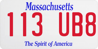 MA license plate 113UB8