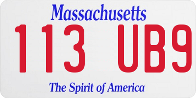 MA license plate 113UB9