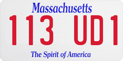 MA license plate 113UD1