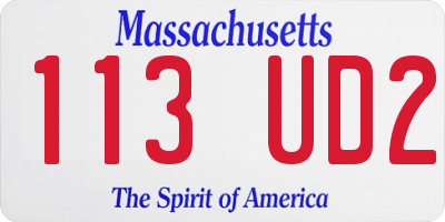 MA license plate 113UD2