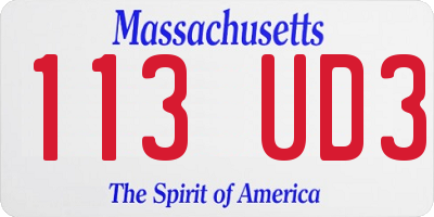 MA license plate 113UD3