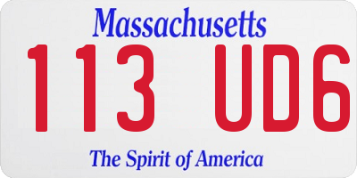 MA license plate 113UD6