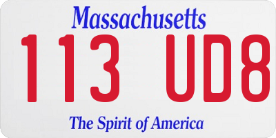 MA license plate 113UD8