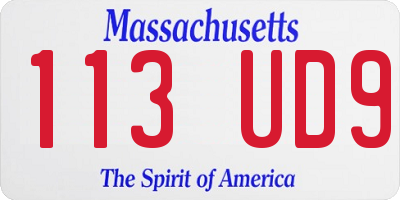 MA license plate 113UD9
