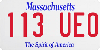 MA license plate 113UE0