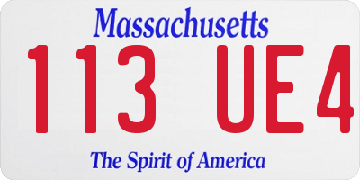 MA license plate 113UE4