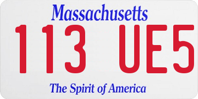 MA license plate 113UE5