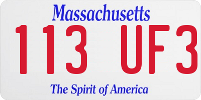 MA license plate 113UF3