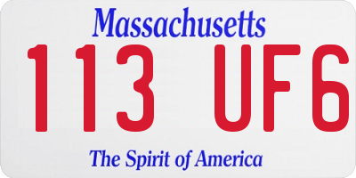 MA license plate 113UF6