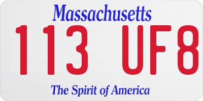 MA license plate 113UF8
