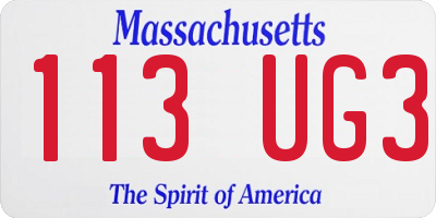 MA license plate 113UG3
