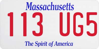 MA license plate 113UG5