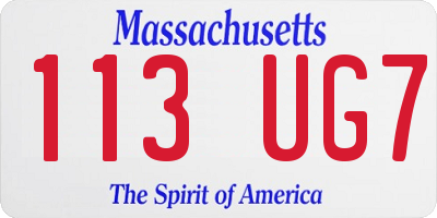 MA license plate 113UG7