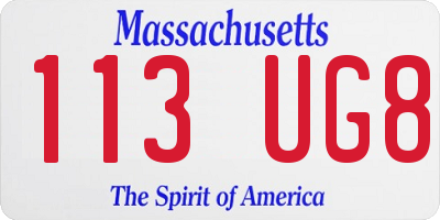 MA license plate 113UG8