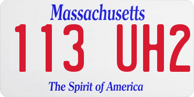 MA license plate 113UH2