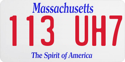 MA license plate 113UH7